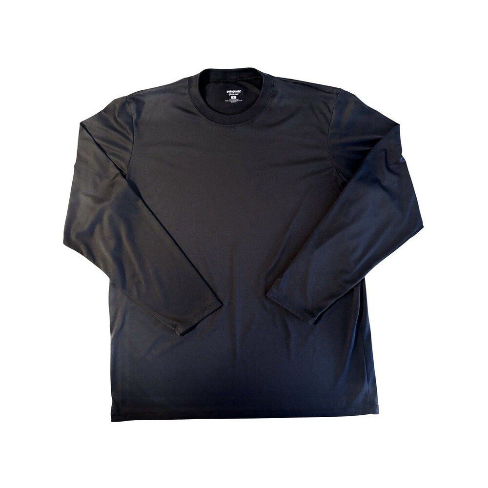 Patagonia Capilene Mens Large Black Long Sleeve Crew Neck Base Layer Shirt